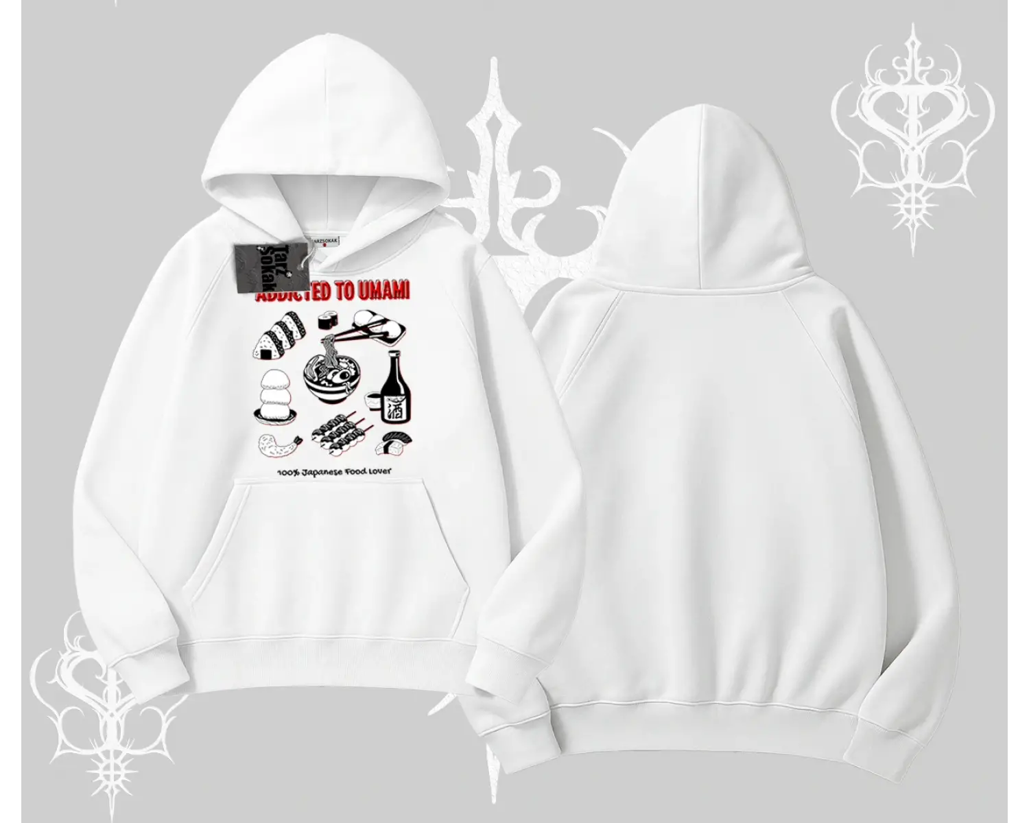 Kapşonlu Sweatshirt Japon Mutfağı Umami Temalı Baskılı