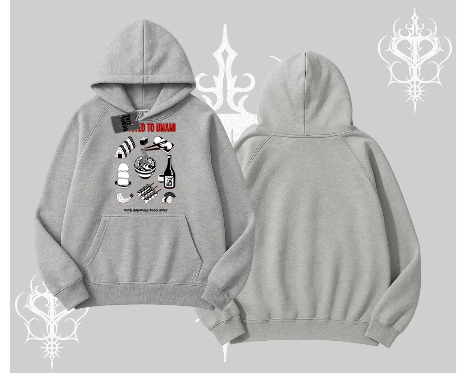 Kapşonlu Sweatshirt Japon Mutfağı Umami Temalı Baskılı