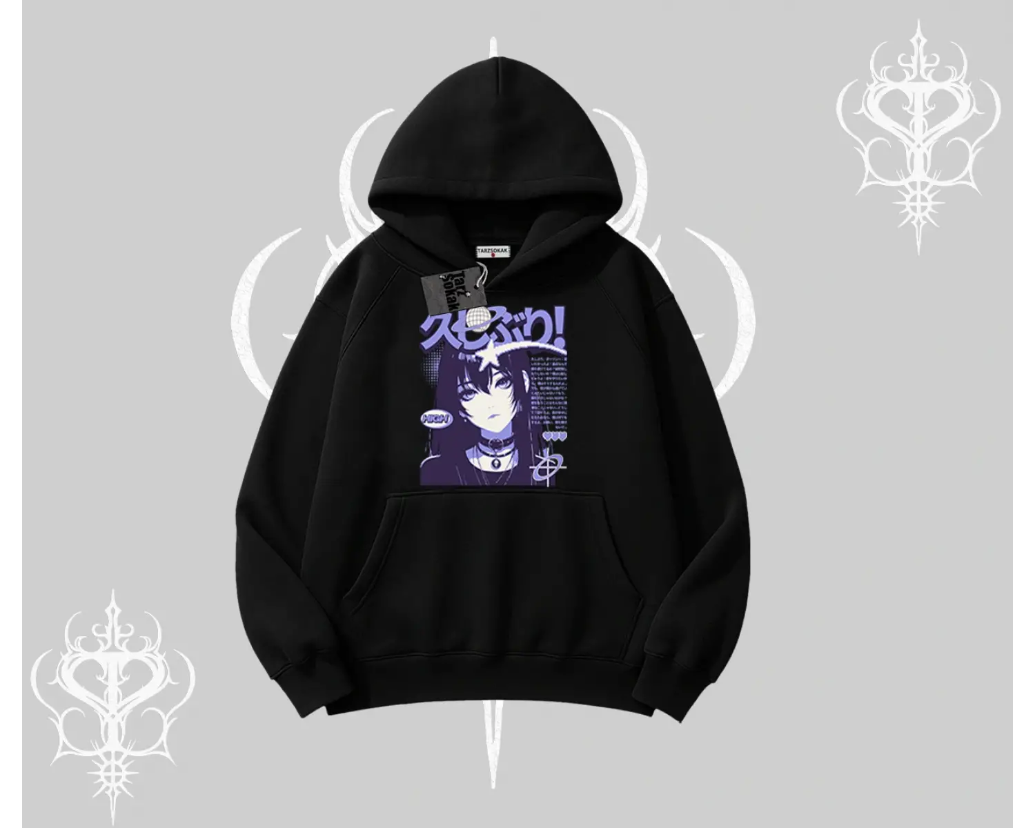 Kapşonlu Sweatshirt Neo Tokyo Girl Y2K Street Anime Aesthetic