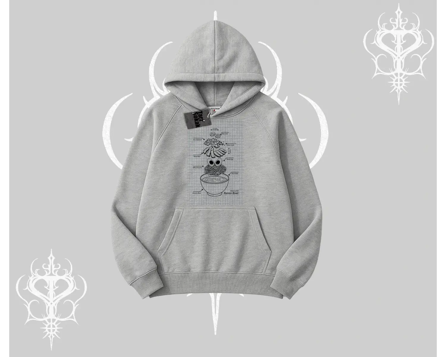 Kapşonlu Sweatshirt Noodle Theory Hand Drawn Concept