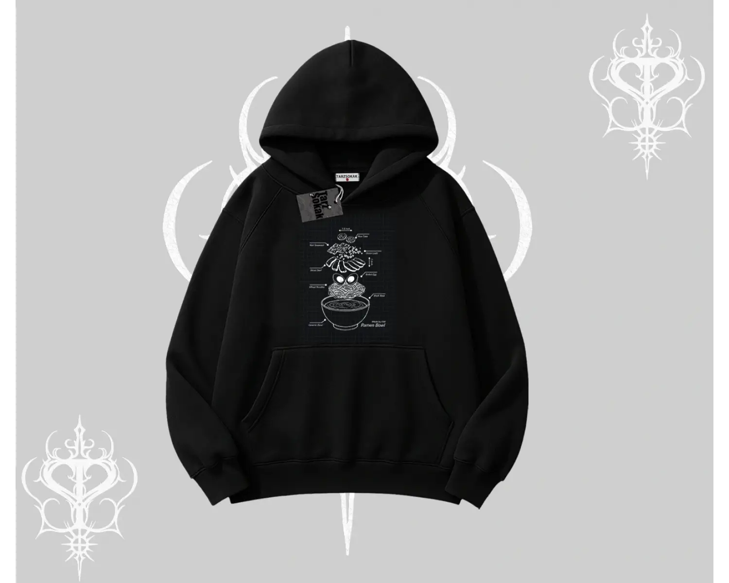 Kapşonlu Sweatshirt Noodle Theory Hand Drawn Concept