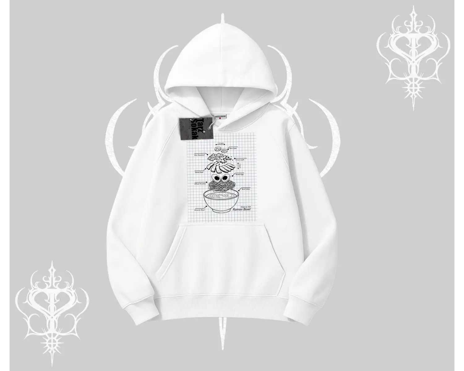 Kapşonlu Sweatshirt Noodle Theory Hand Drawn Concept