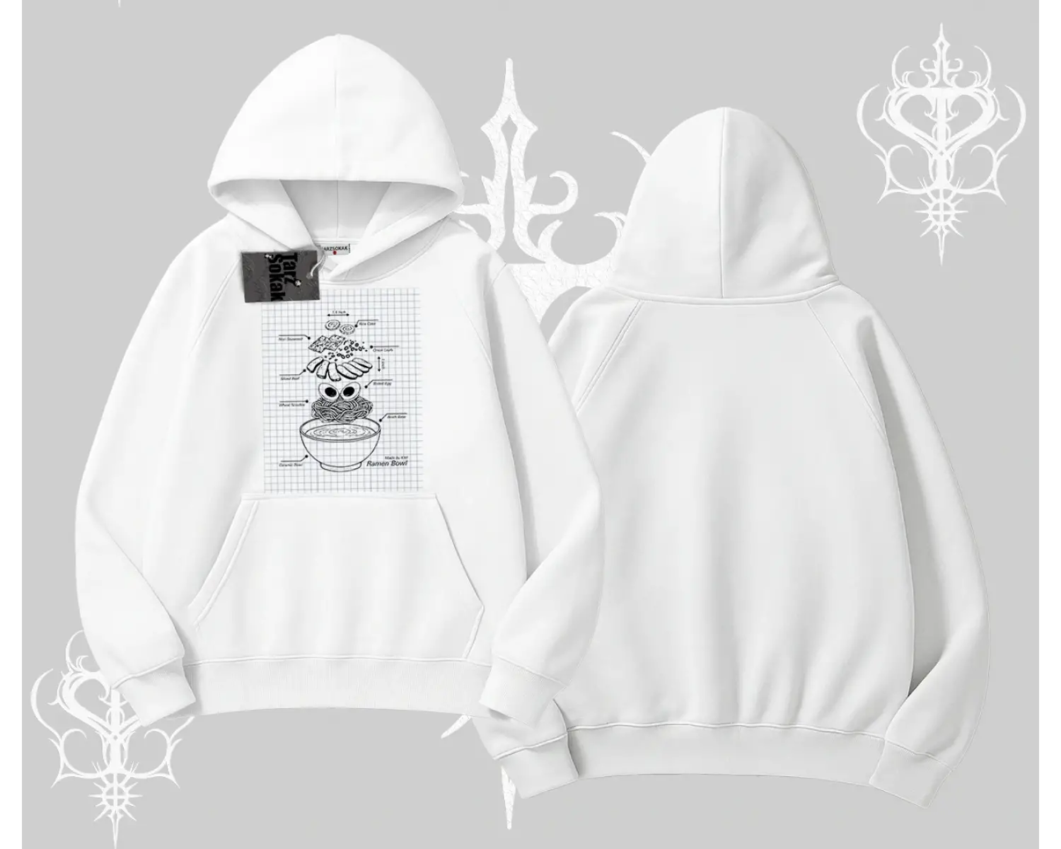 Kapşonlu Sweatshirt Noodle Theory Hand Drawn Concept