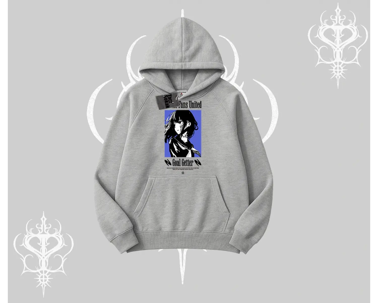 Kapşonlu Sweatshirt Oversize Anime Kız Baskılı