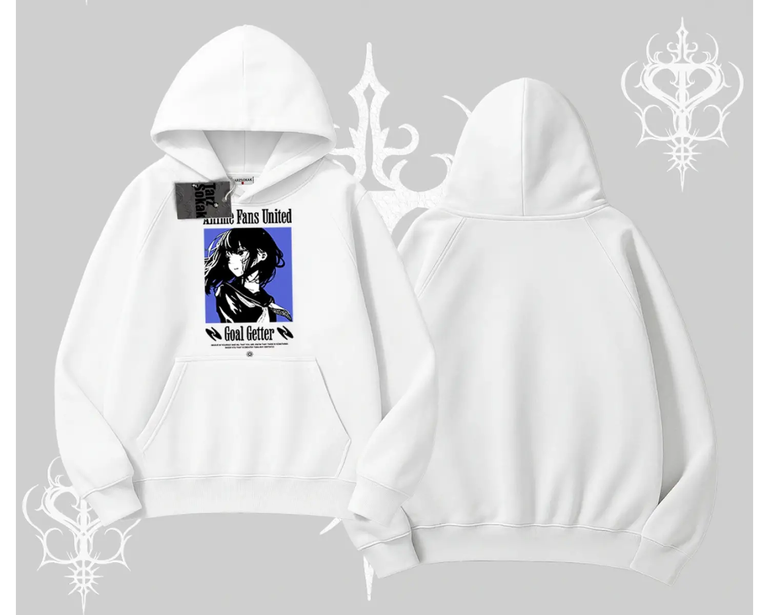 Kapşonlu Sweatshirt Oversize Anime Kız Baskılı