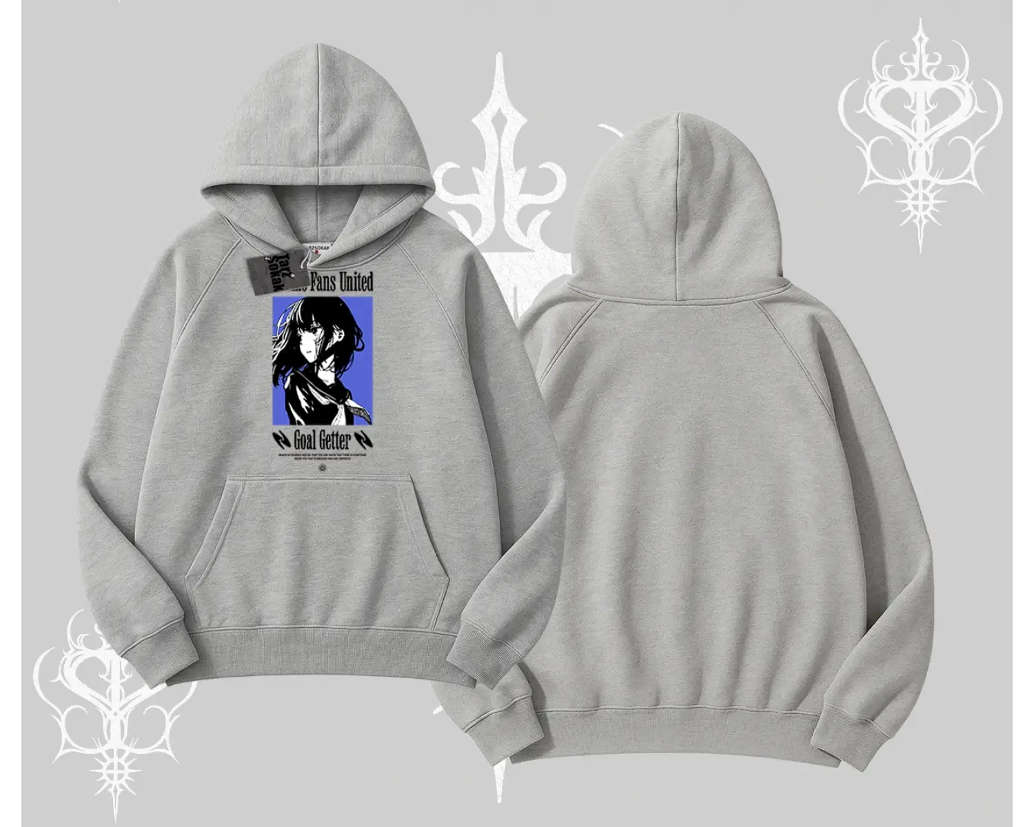 Kapşonlu Sweatshirt Oversize Anime Kız Baskılı