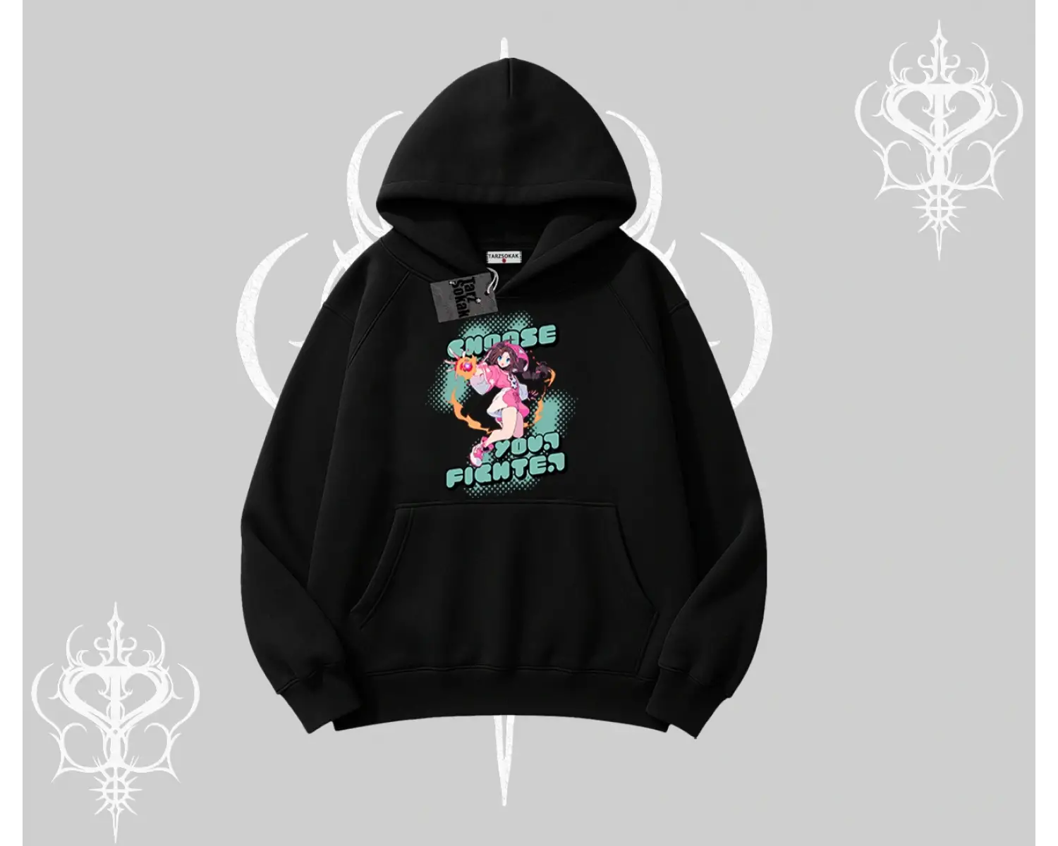 Kapşonlu Sweatshirt Oversize  Anime Kız Desenli Japon Stil