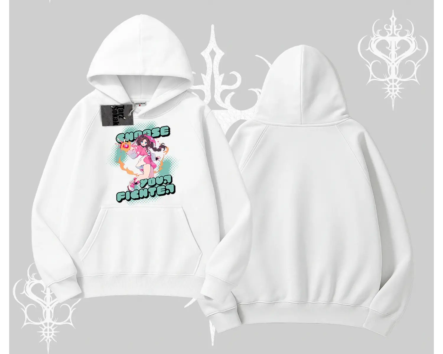 Kapşonlu Sweatshirt Oversize  Anime Kız Desenli Japon Stil