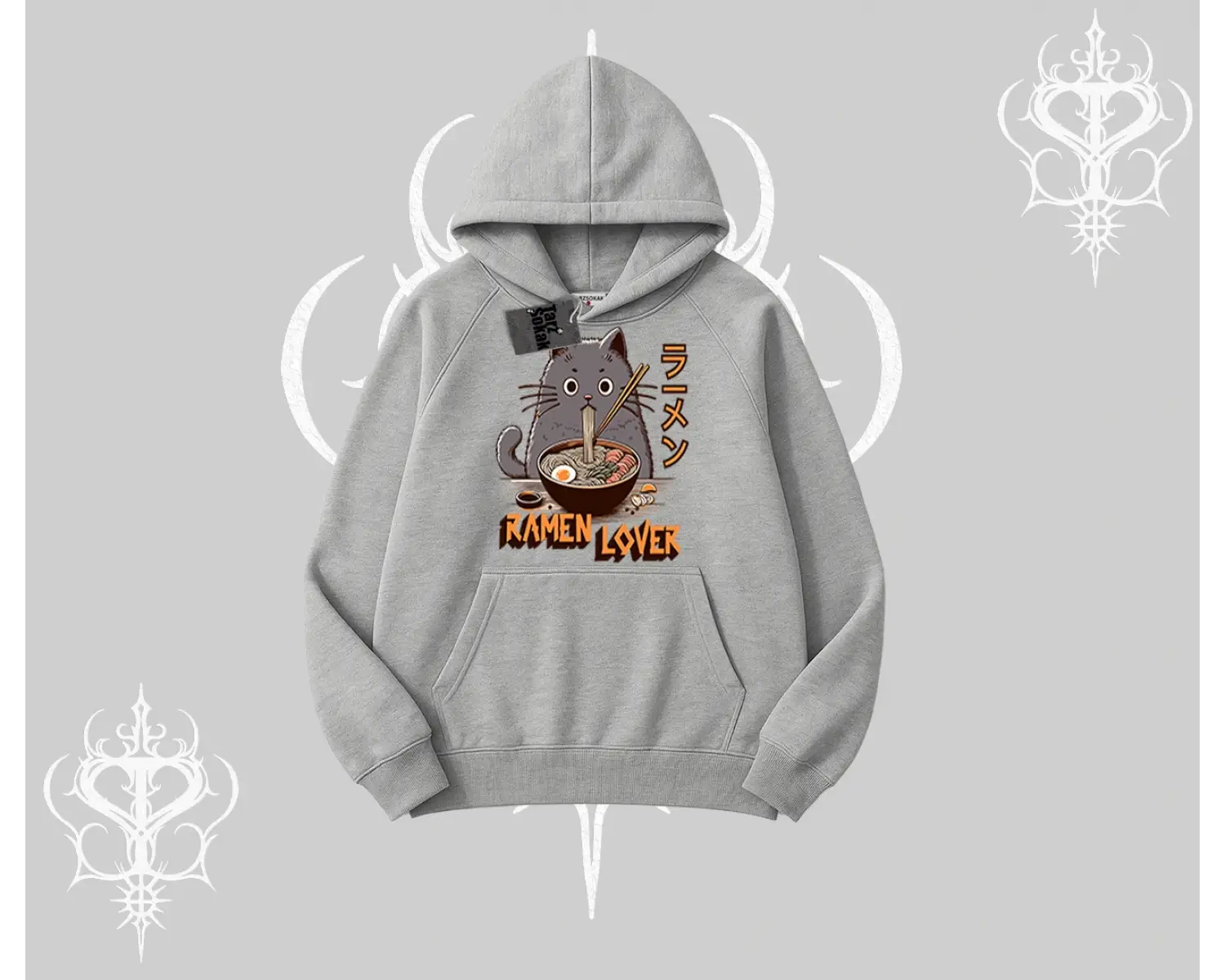 Kapşonlu Sweatshirt Ramen Lover Kedi Anime Baskılı