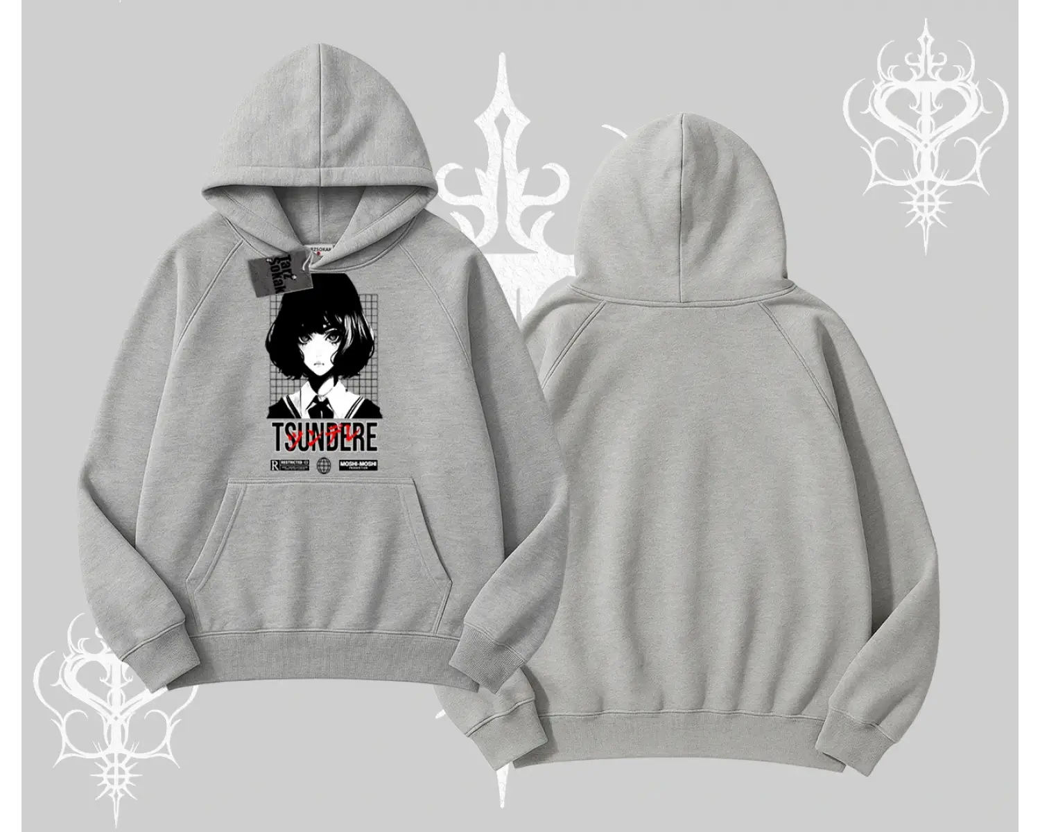 Kapşonlu Sweatshirt Tsundere Anime Japanese Style Baskılı