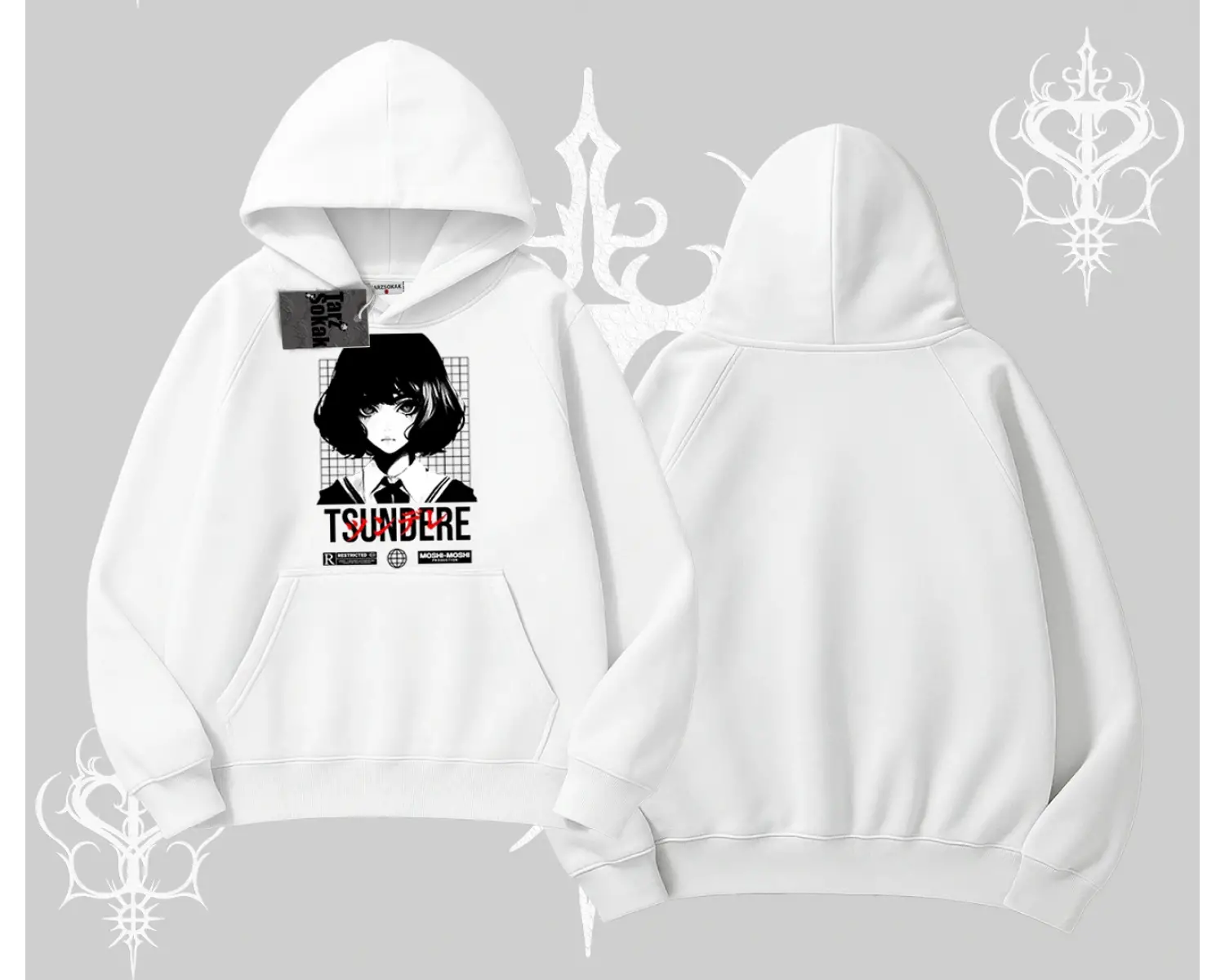 Kapşonlu Sweatshirt Tsundere Anime Japanese Style Baskılı