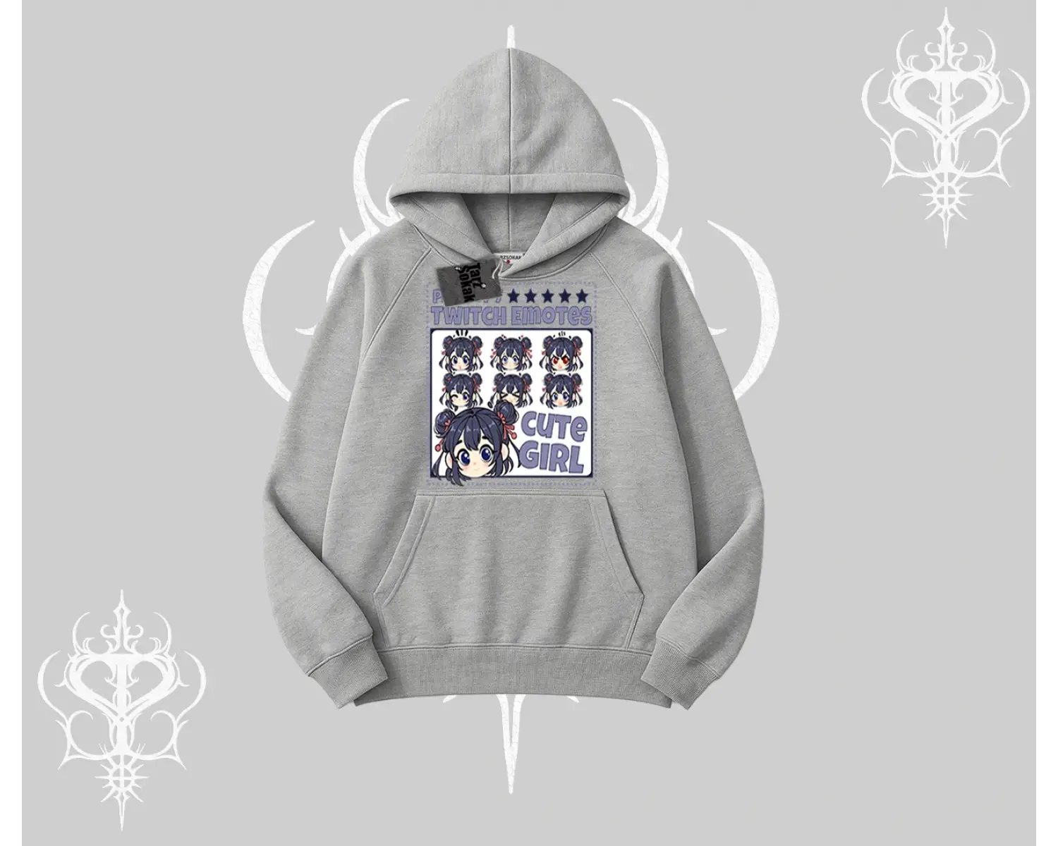 Kapşonlu Sweatshirt Twitch Emotes Cute Girl Anime Expression