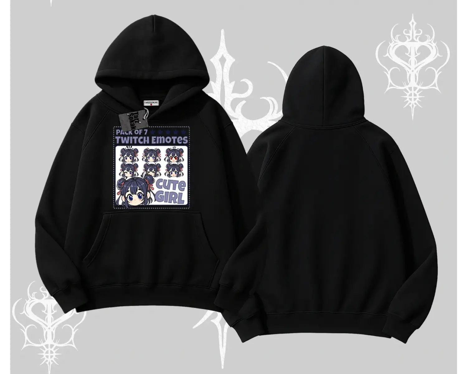 Kapşonlu Sweatshirt Twitch Emotes Cute Girl Anime Expression