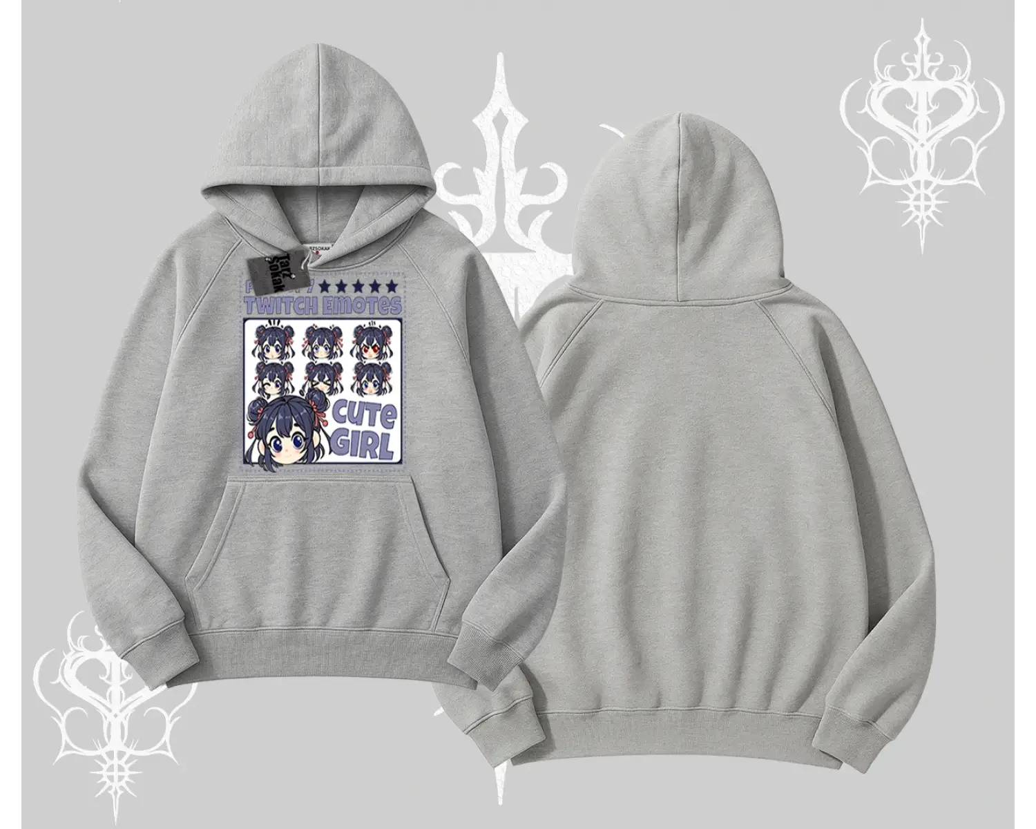 Kapşonlu Sweatshirt Twitch Emotes Cute Girl Anime Expression