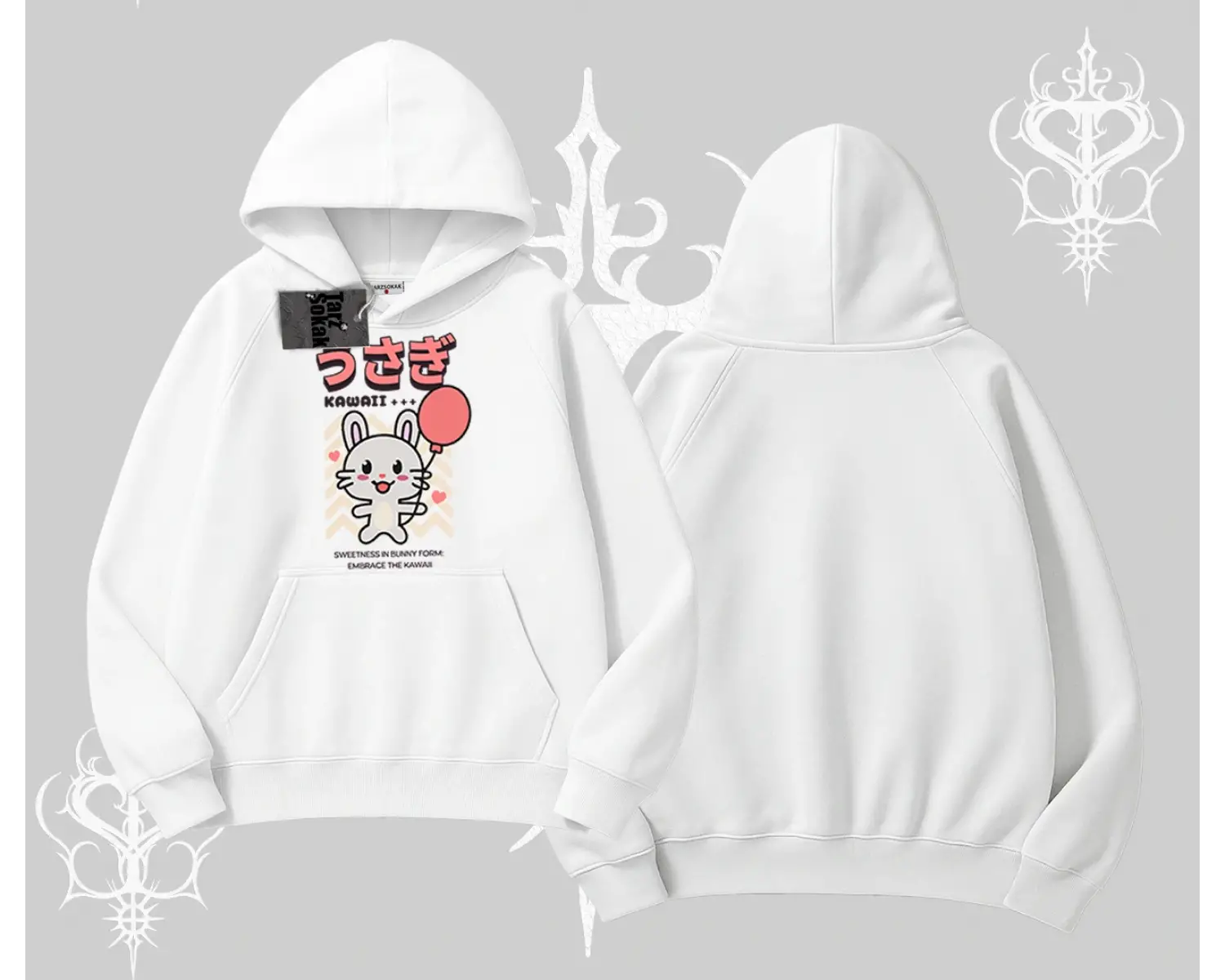 Kapşonlu Sweatshirt Usagi Kawaii Cute Heart Energy