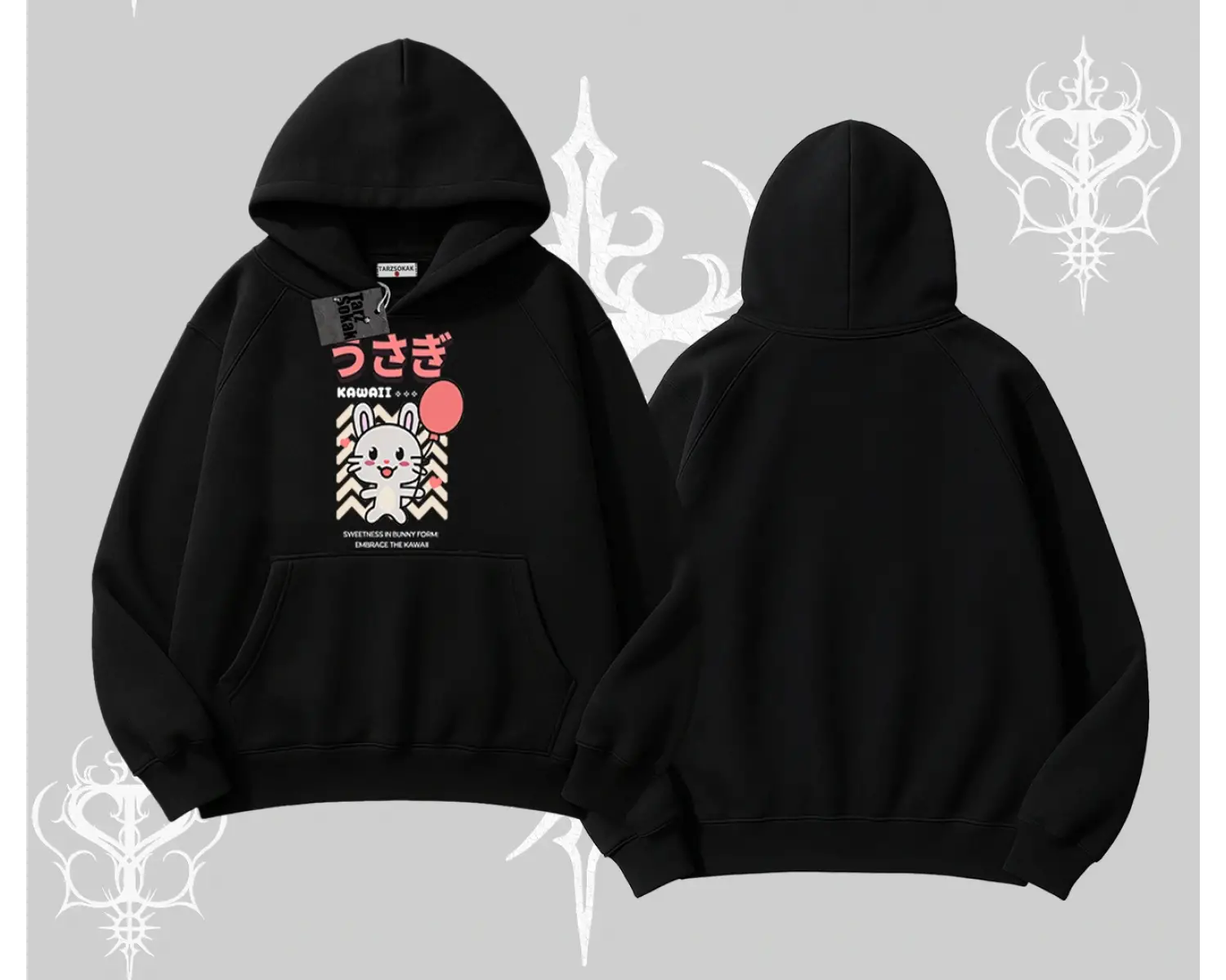 Kapşonlu Sweatshirt Usagi Kawaii Cute Heart Energy