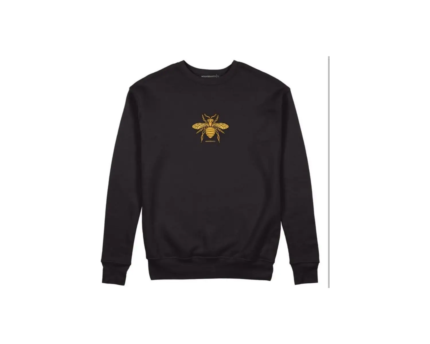 Kapşonsuz Arı Baskılı Pamuklu Siyah Sweatshirt