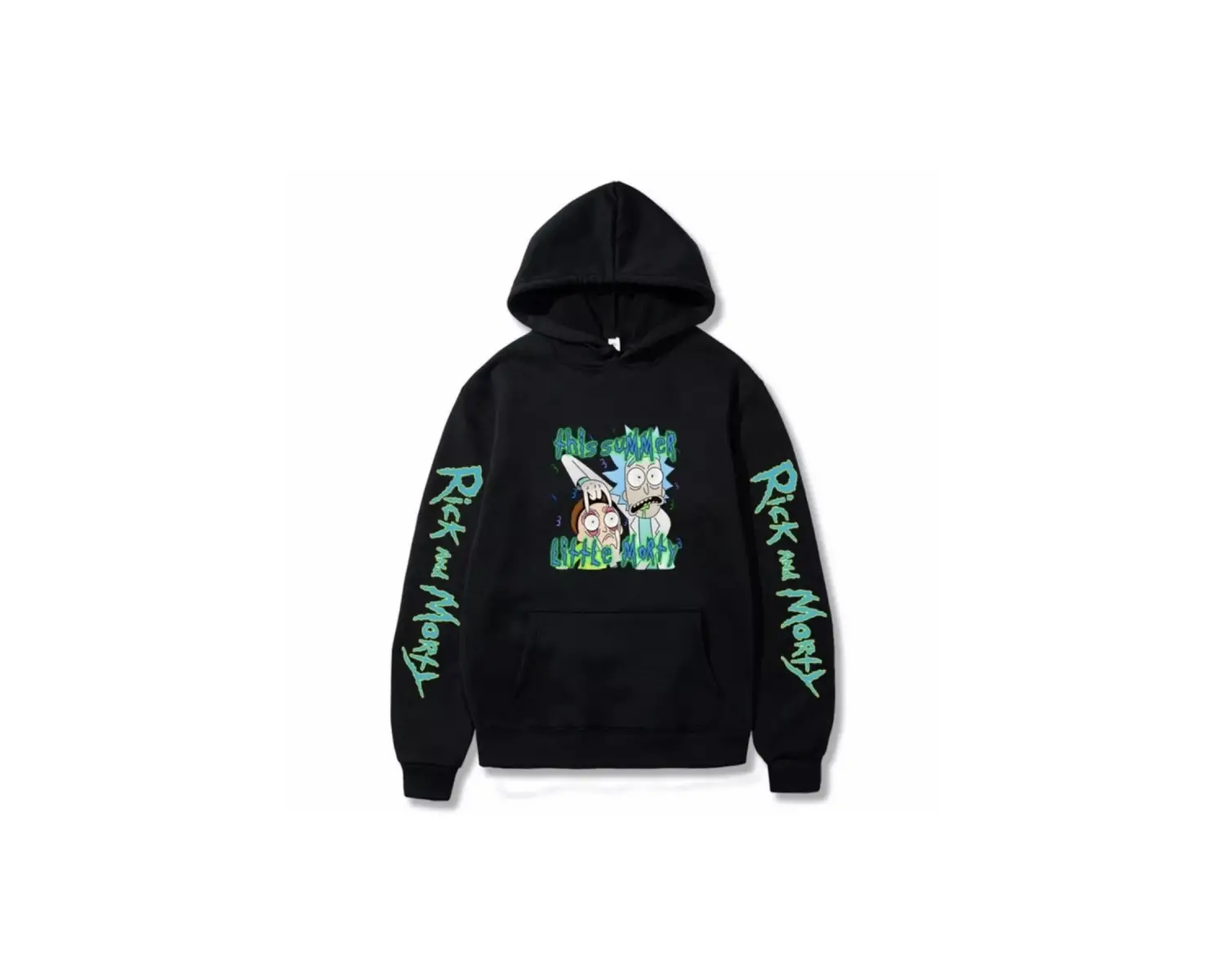 Kapüşonlu Rıck And Morty Göğüs Baskılı Oversize Yeni Stil Erkek Hoodıe-sweatshırt Beyaz