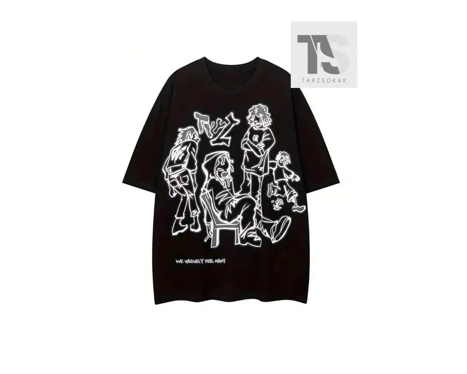 Karakter Tasarımlı Alfabe Baskılı Kadın Tişört