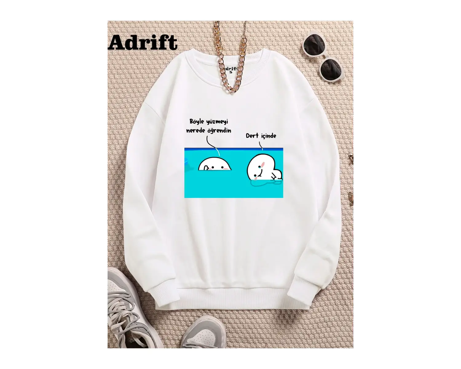 Karı Kıza Köstebek Sokak Trend Tasarım Harajuku/Gotik Beyaz