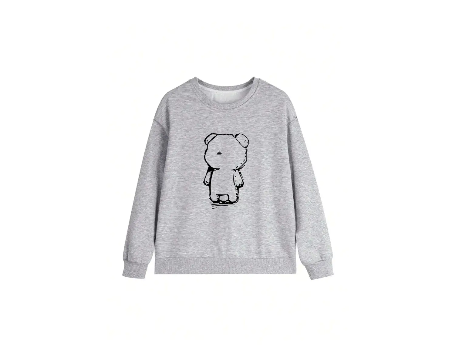 Karikatür Ayı Desenli Damla Sweat Beyaz