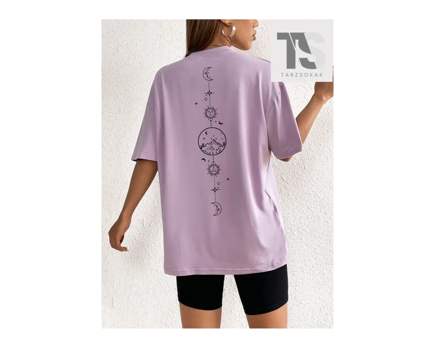 Karikatür Grafik Damla Omuz Tişörtü