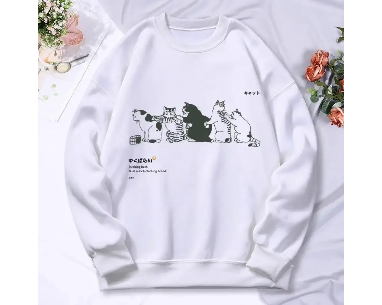 Karikatür Kedi Baskı Kadın Hoody Sonbahar Yumuşak Sıcak Kazak Kore Büyük Boy Kapşonlu Basit T