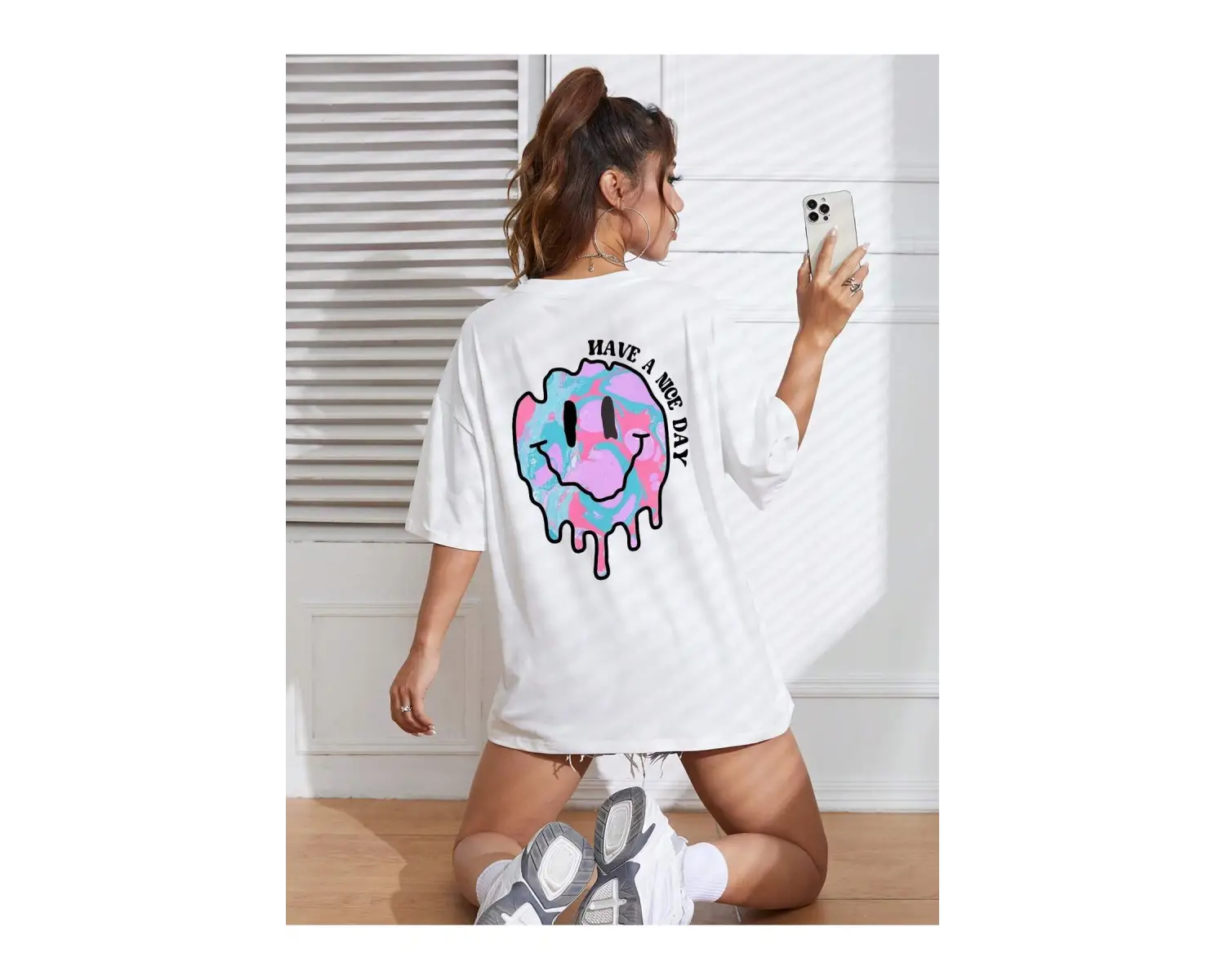 Karikatür ve Grafik tasarım Oversize T-shirt Cartoon/Letter serisi kod156