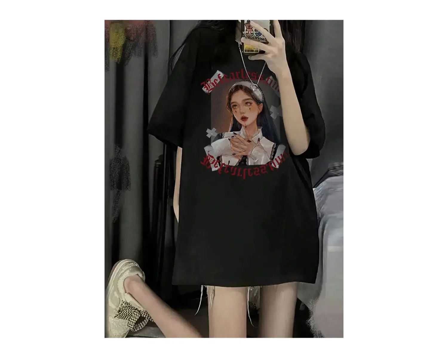 Karikatür ve Grafik tasarım Oversize T-shirt Cartoon/Letter serisi kod169