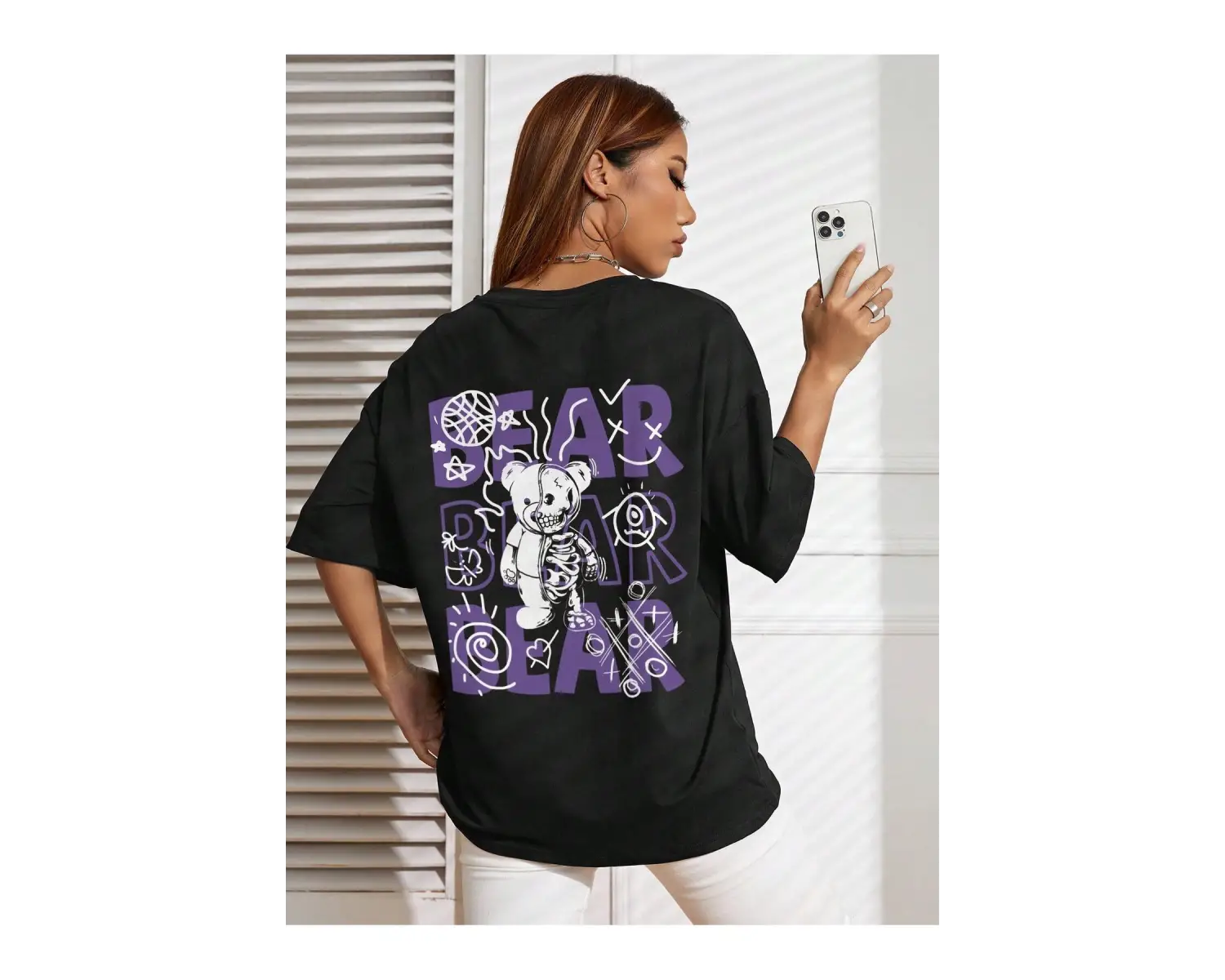 Karikatür ve Grafik tasarım Oversize T-shirt Cartoon/Letter serisi kod17