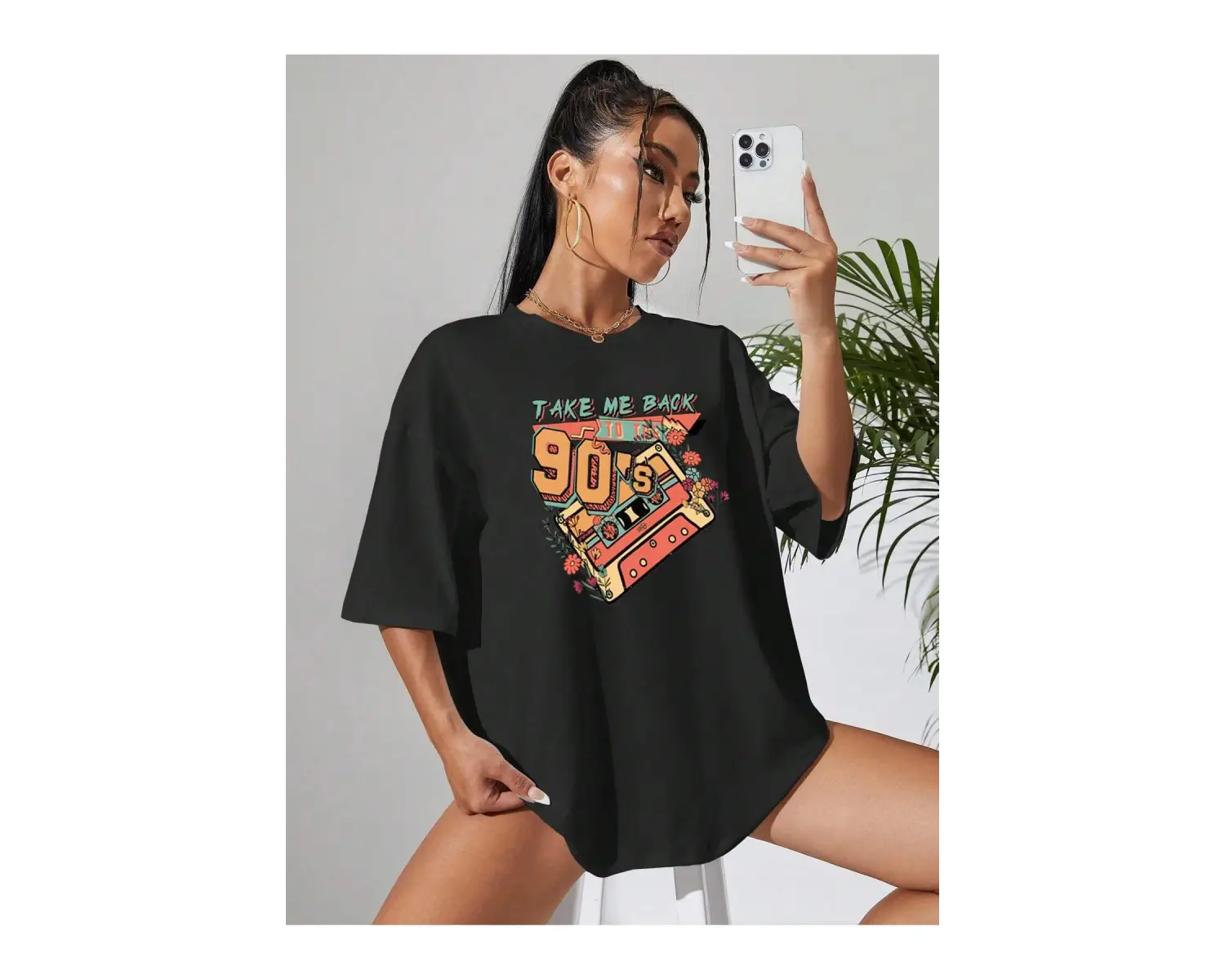 Karikatür ve Grafik tasarım Oversize T-shirt Cartoon/Letter serisi kod20