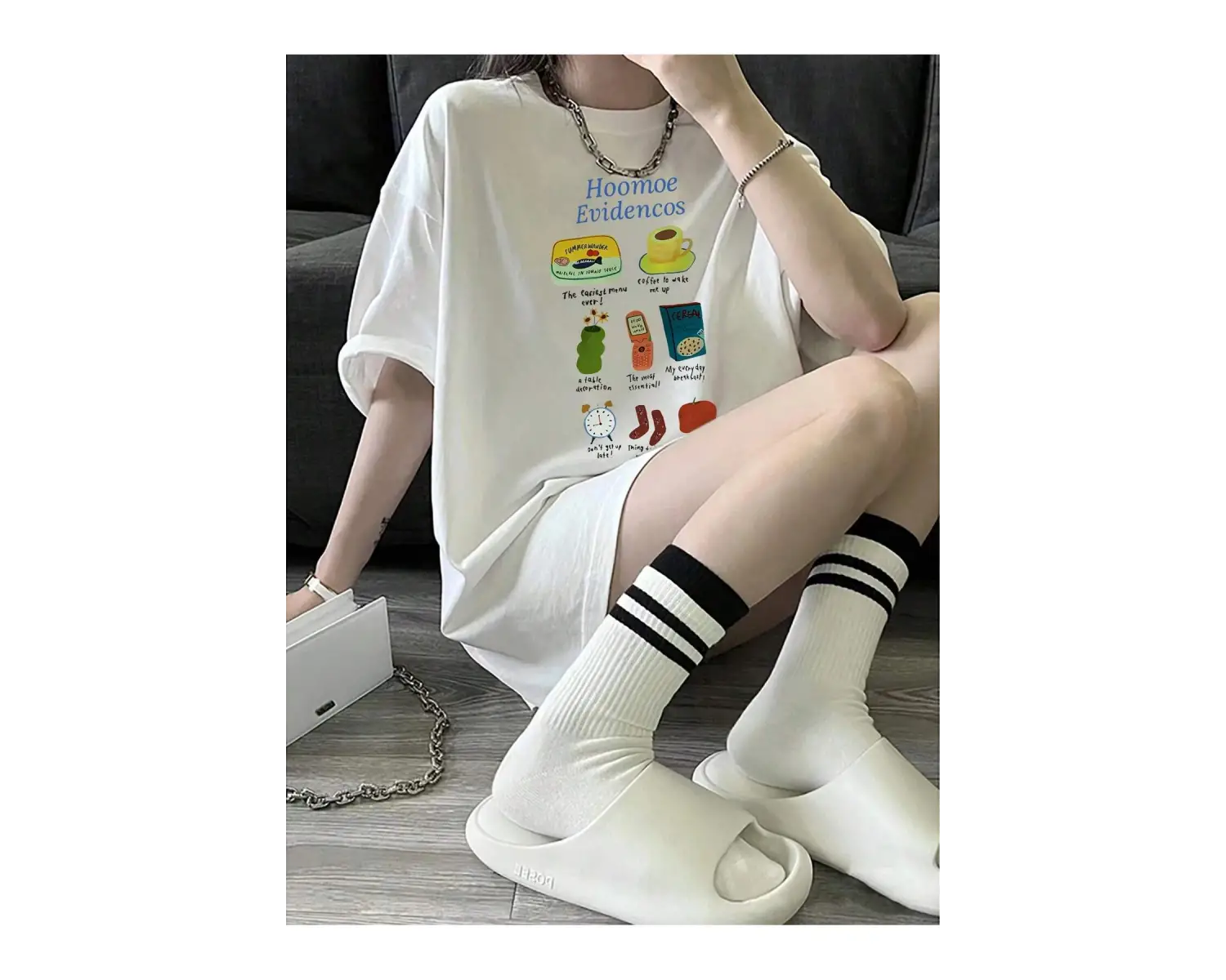 Karikatür ve Grafik tasarım Oversize T-shirt Cartoon/Letter serisi kod299