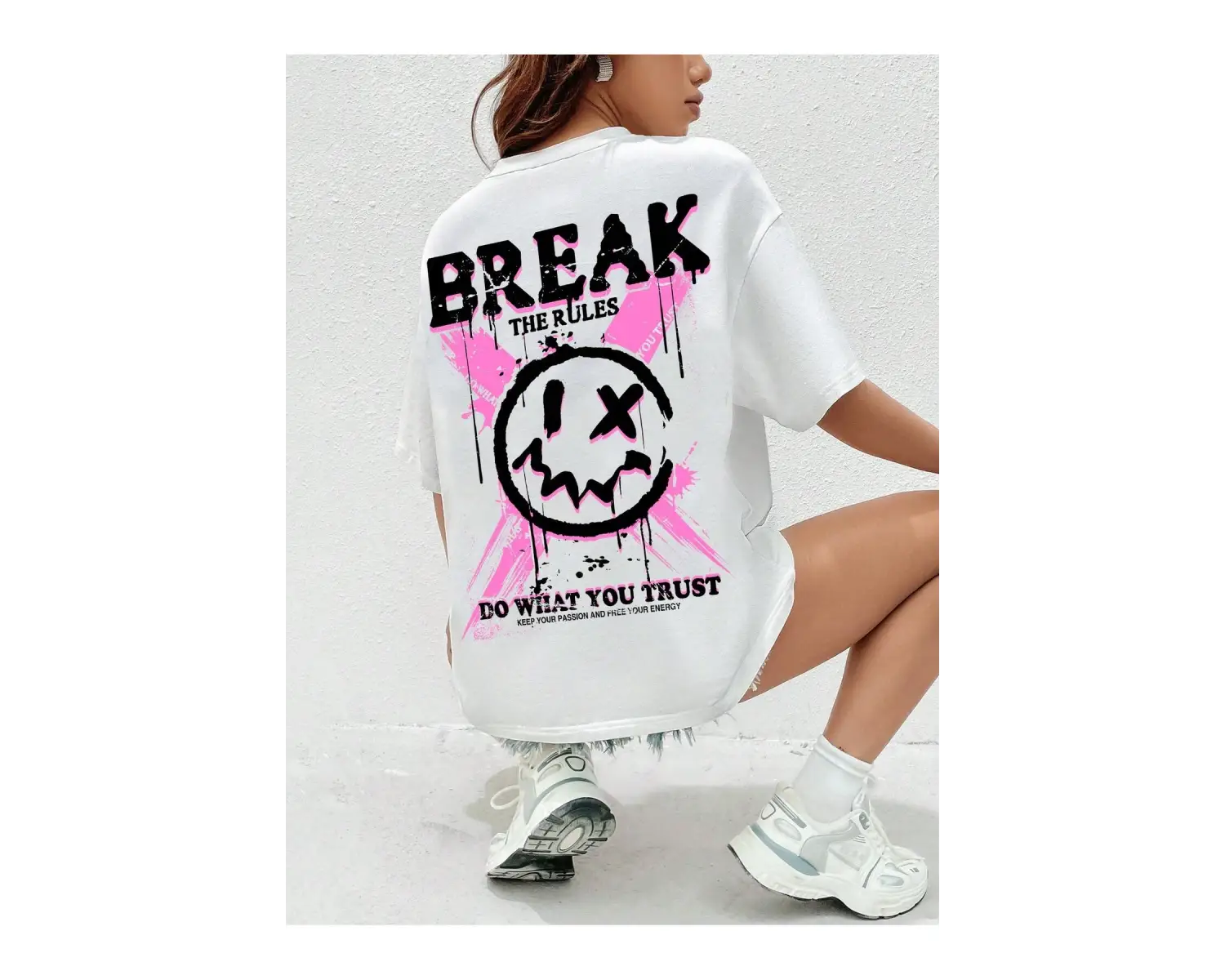 Karikatür ve Grafik tasarım Oversize T-shirt Cartoon/Letter serisi kod308