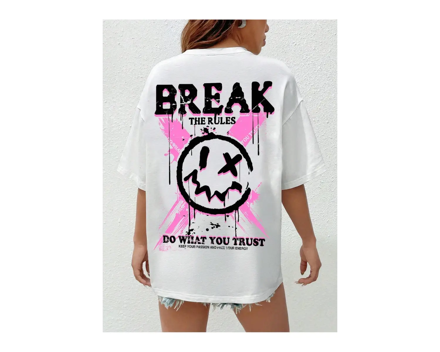 Karikatür ve Grafik tasarım Oversize T-shirt Cartoon/Letter serisi kod308