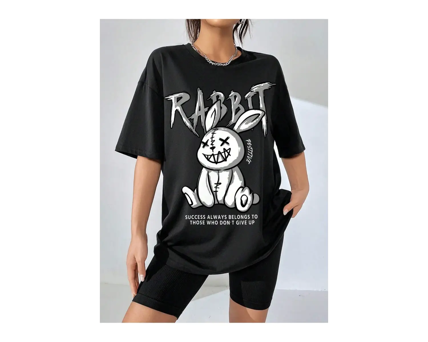 Karikatür ve Grafik tasarım Oversize T-shirt Cartoon/Letter serisi kod34