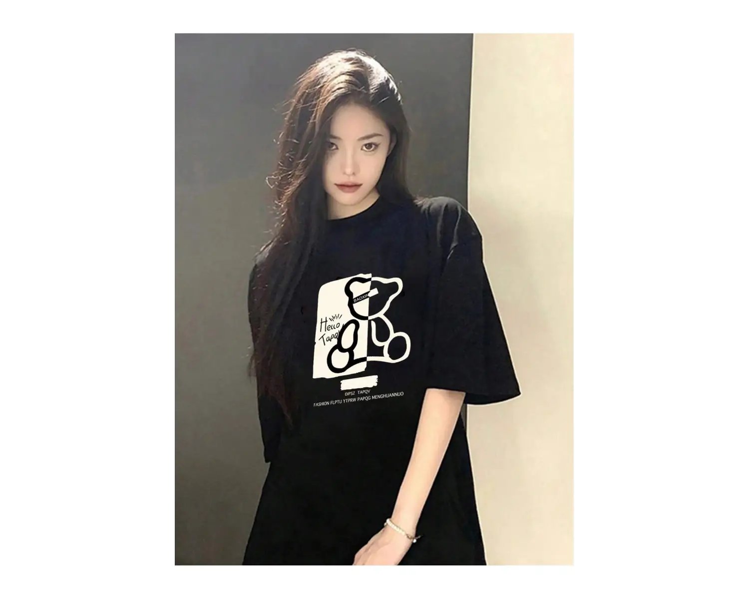 Karikatür ve Grafik tasarım Oversize T-shirt Cartoon/Letter serisi kod368