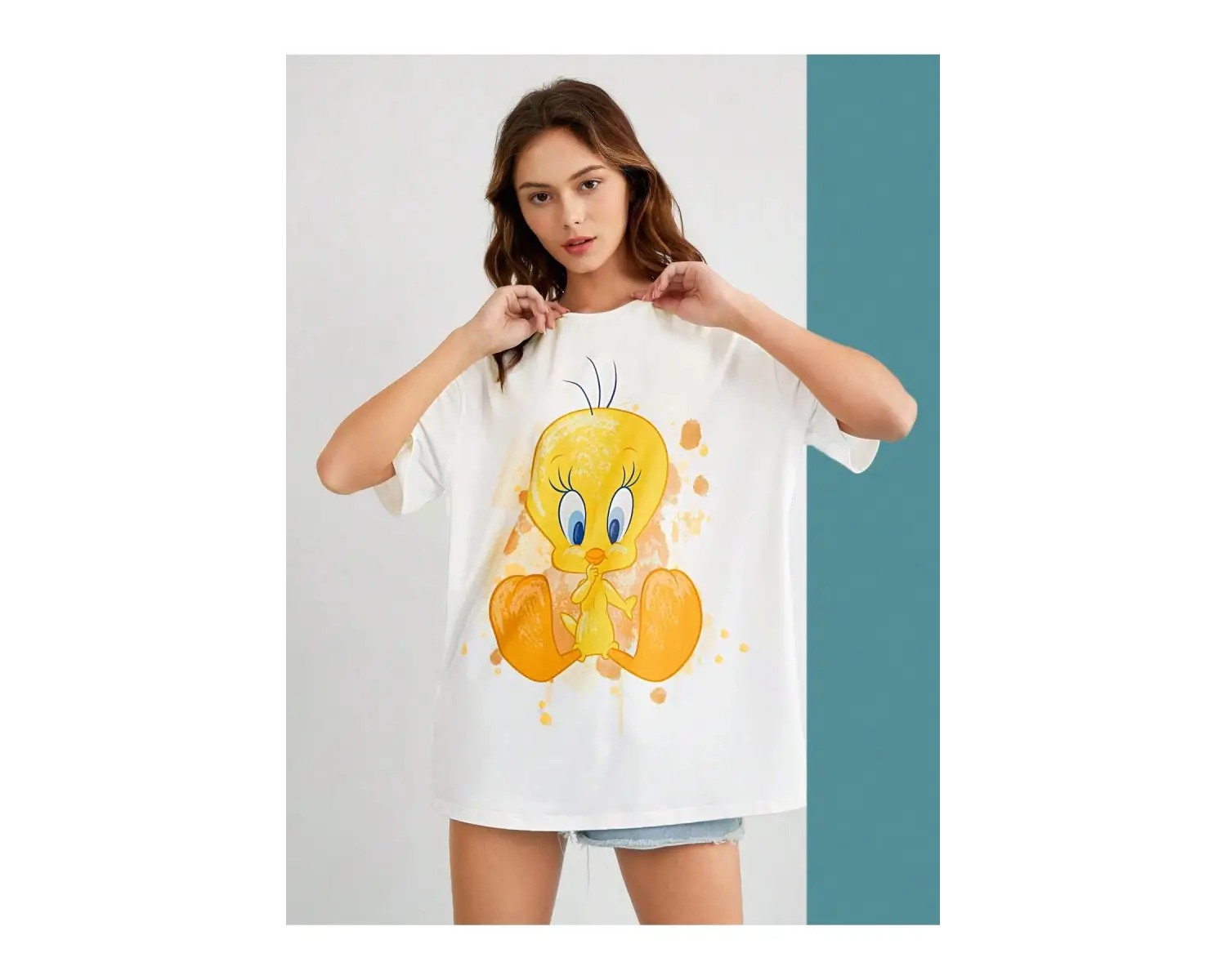 Karikatür ve Grafik tasarım Oversize T-shirt Cartoon/Letter serisi kod393