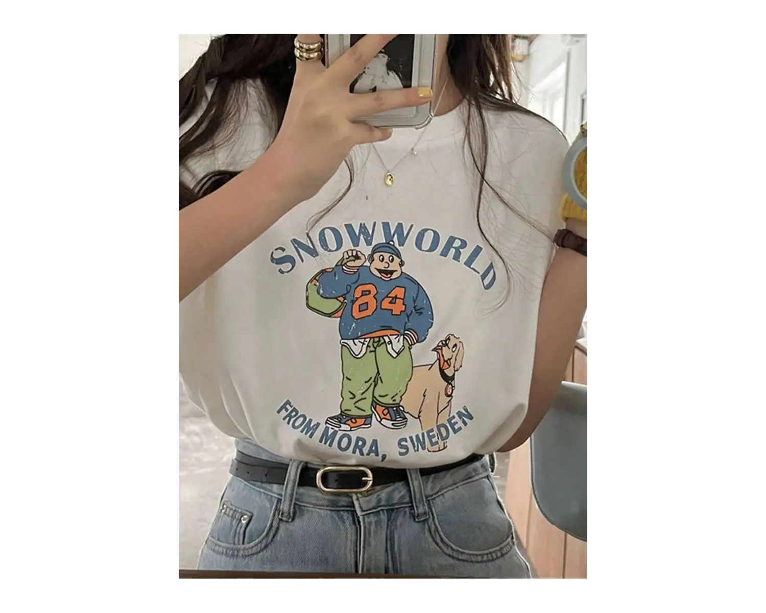 Karikatür ve Grafik tasarım Oversize T-shirt Cartoon/Letter serisi kod394