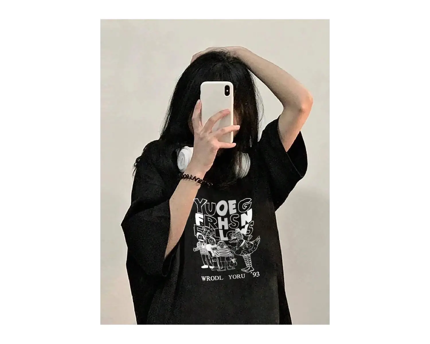 Karikatür ve Grafik tasarım Oversize T-shirt Cartoon/Letter serisi kod428