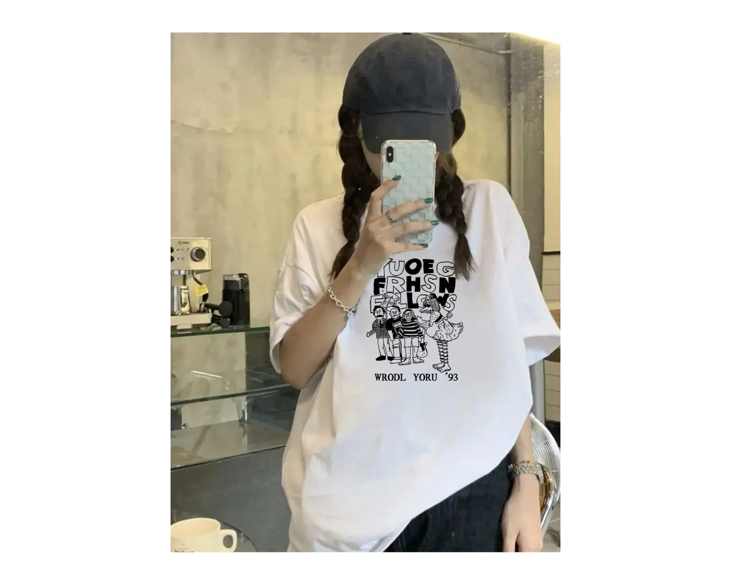 Karikatür ve Grafik tasarım Oversize T-shirt Cartoon/Letter serisi kod428