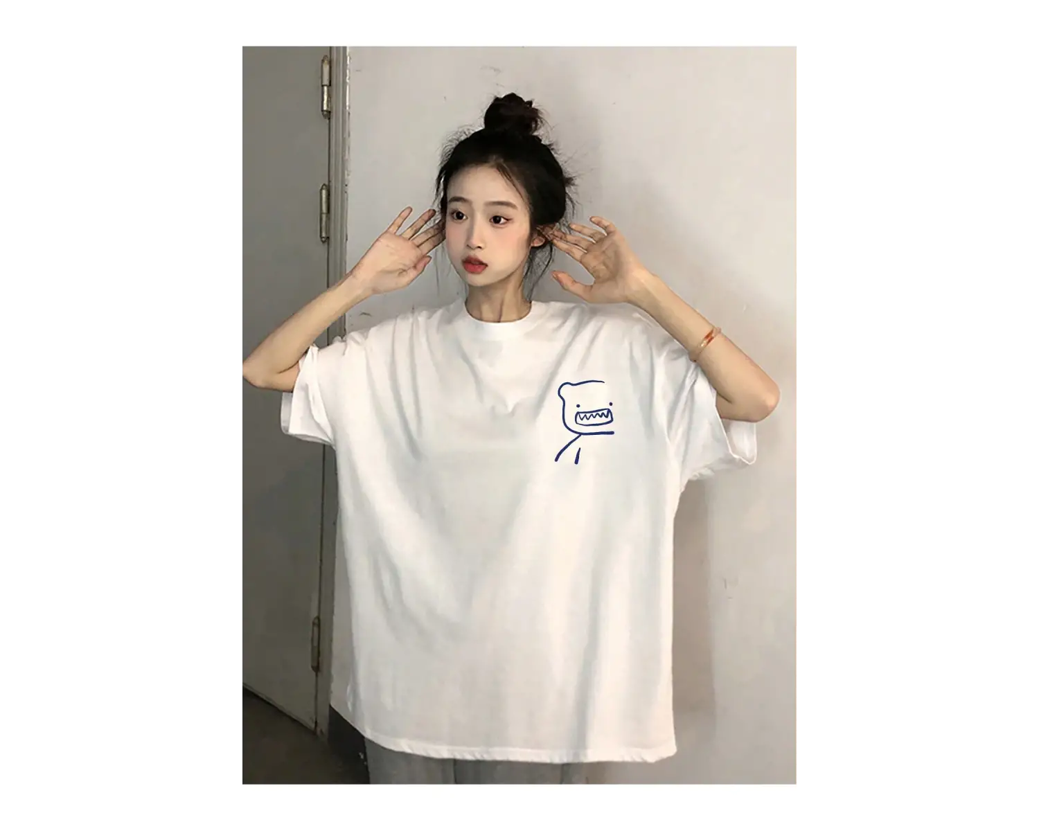 Karikatür ve Grafik tasarım Oversize T-shirt Cartoon/Letter serisi kod512