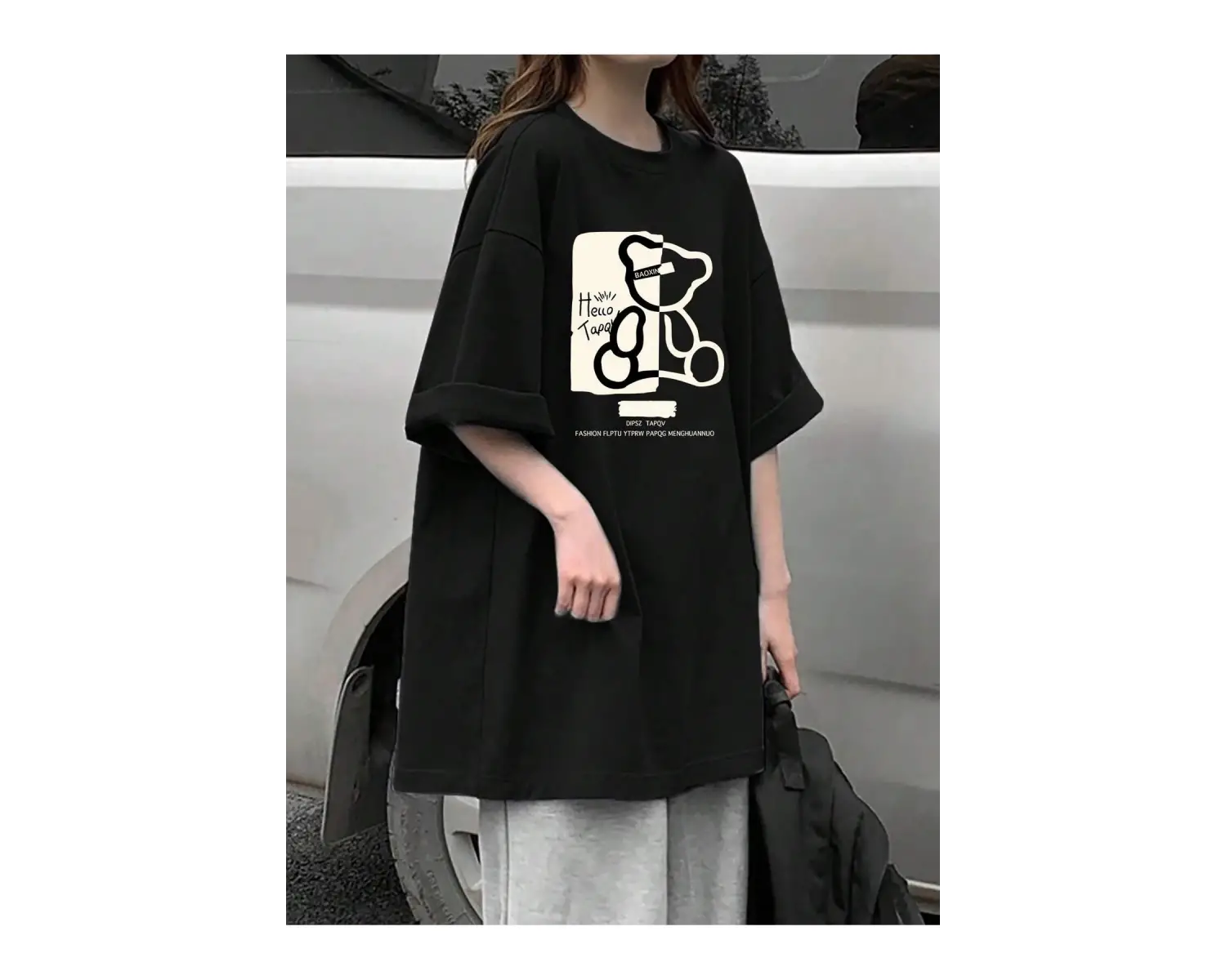 Karikatür ve Grafik tasarım Oversize T-shirt Cartoon/Letter serisi kod584