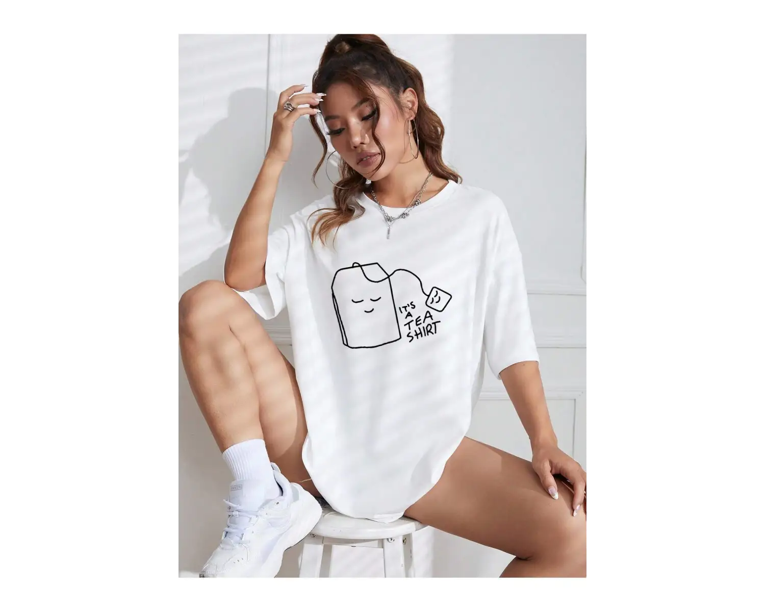 Karikatür ve Grafik tasarım Oversize T-shirt Cartoon/Letter serisi kod599