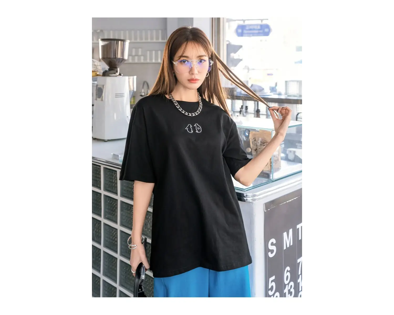 Karikatür ve Grafik tasarım Oversize T-shirt Cartoon/Letter serisi kod621