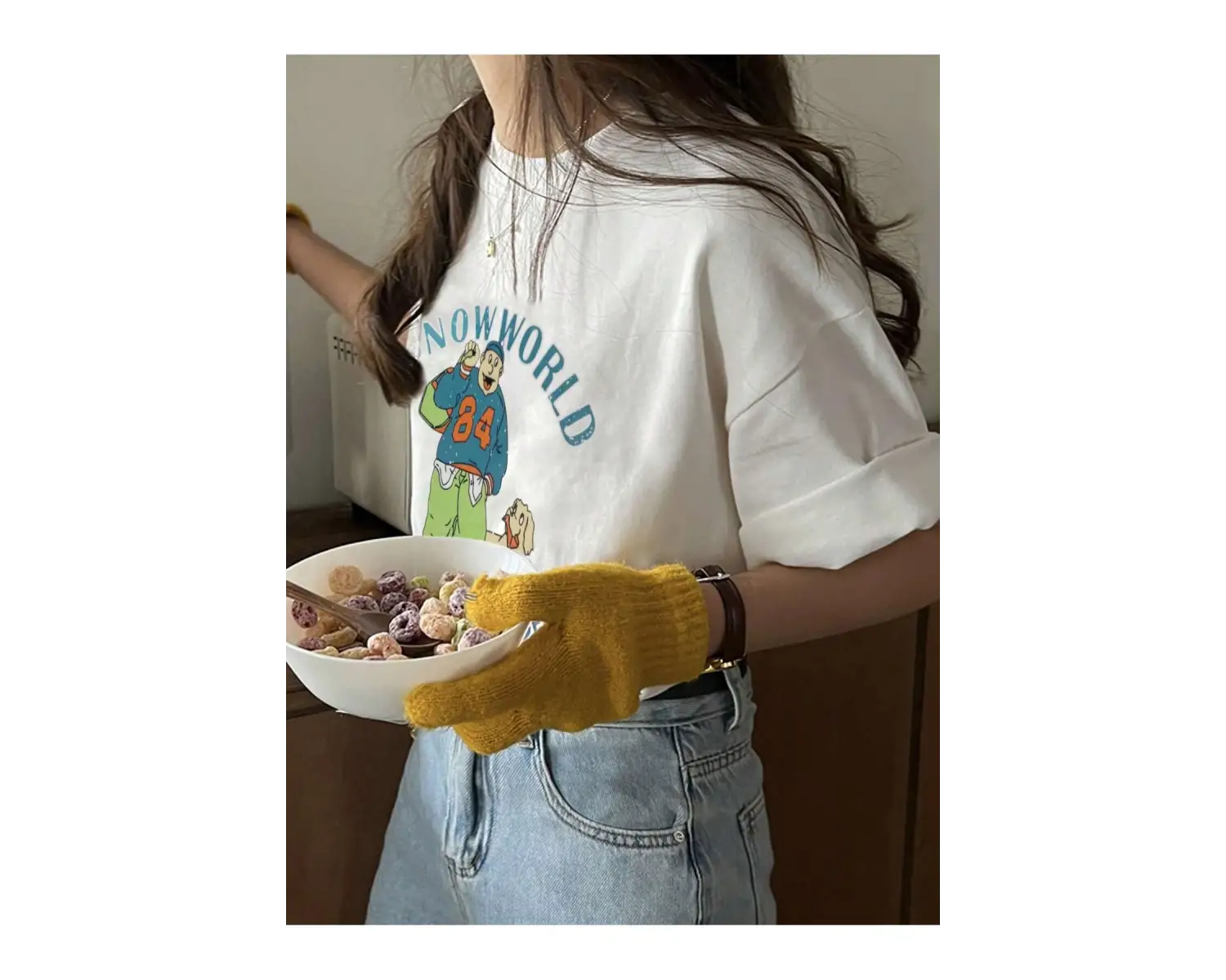 Karikatür ve Grafik tasarım Oversize T-shirt Cartoon/Letter serisi kod635