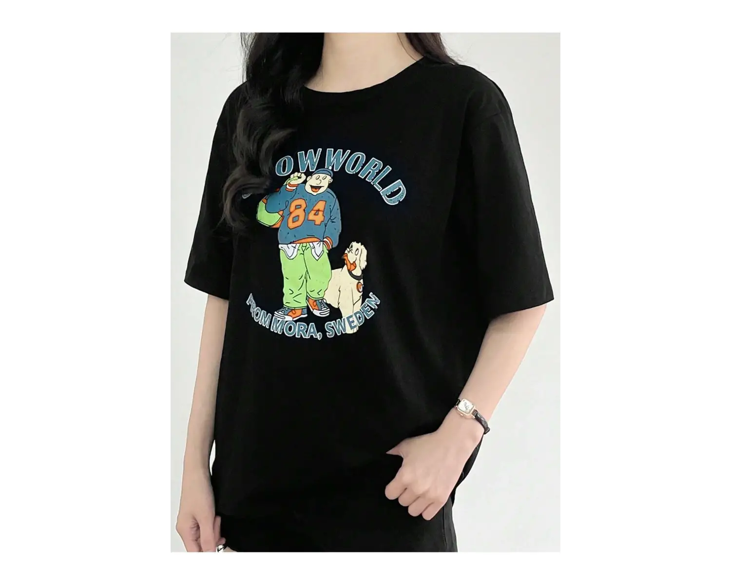 Karikatür ve Grafik tasarım Oversize T-shirt Cartoon/Letter serisi kod635