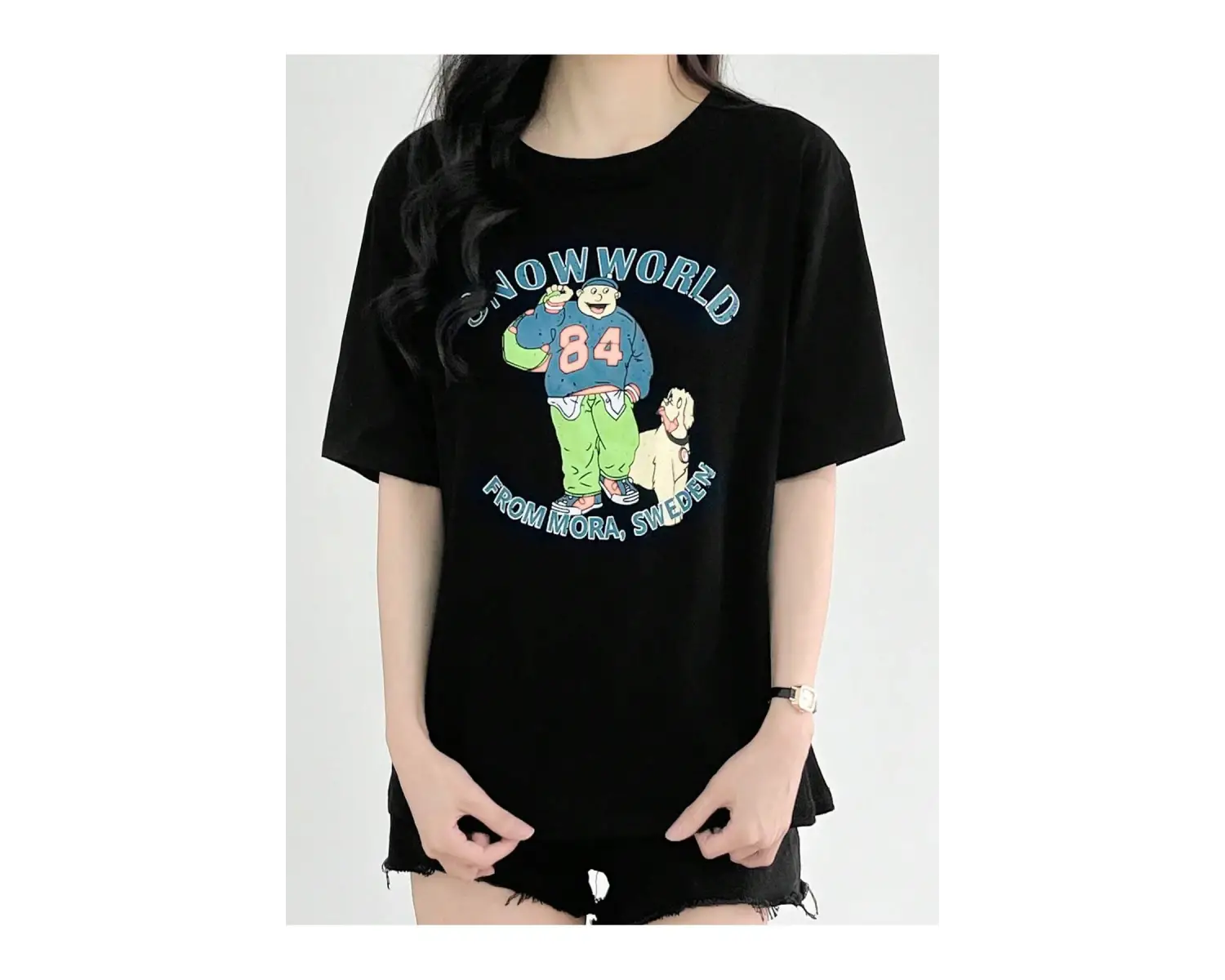 Karikatür ve Grafik tasarım Oversize T-shirt Cartoon/Letter serisi kod635