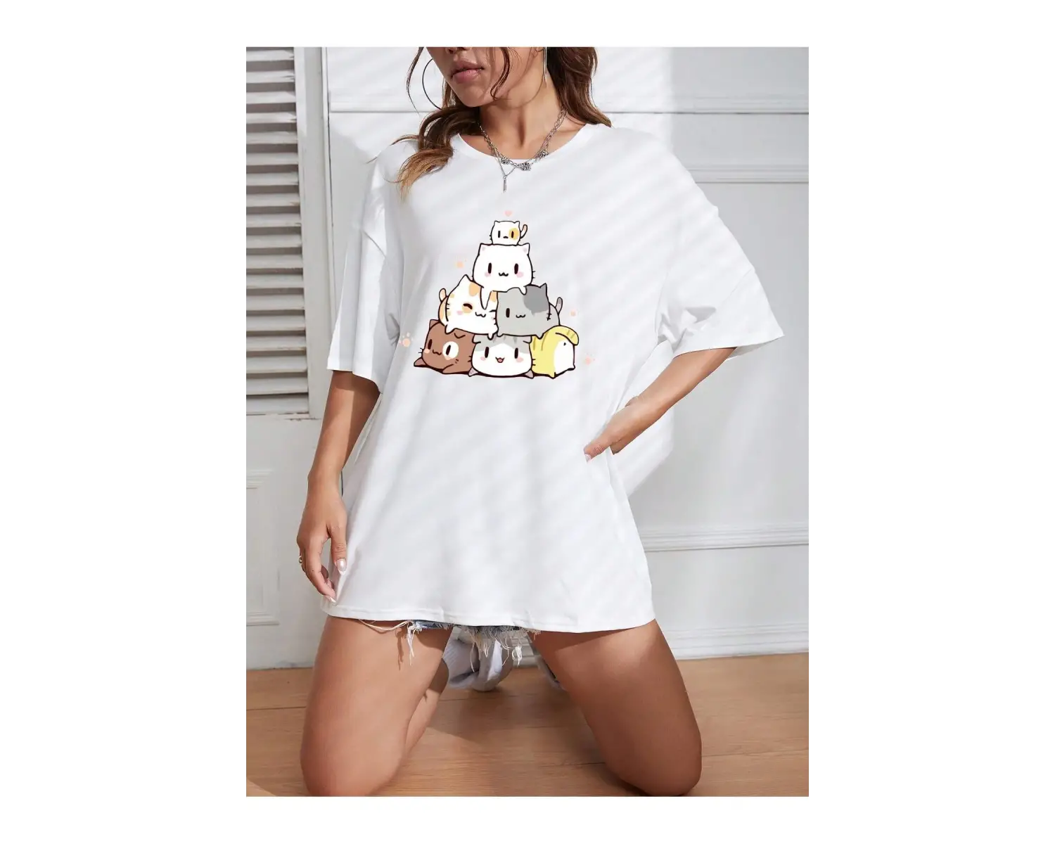 Karikatür ve Grafik tasarım Oversize T-shirt Cartoon/Letter serisi kod679