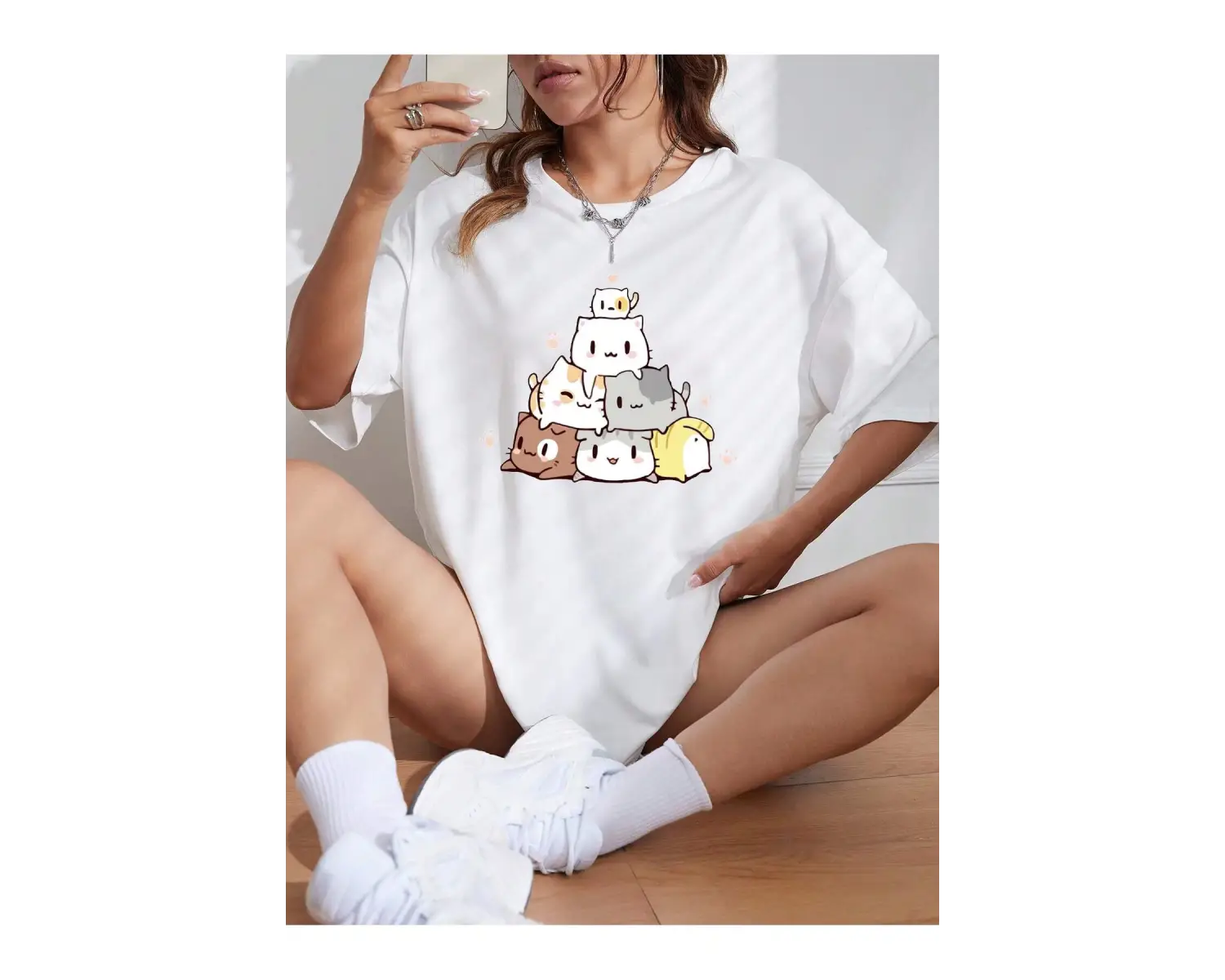 Karikatür ve Grafik tasarım Oversize T-shirt Cartoon/Letter serisi kod679