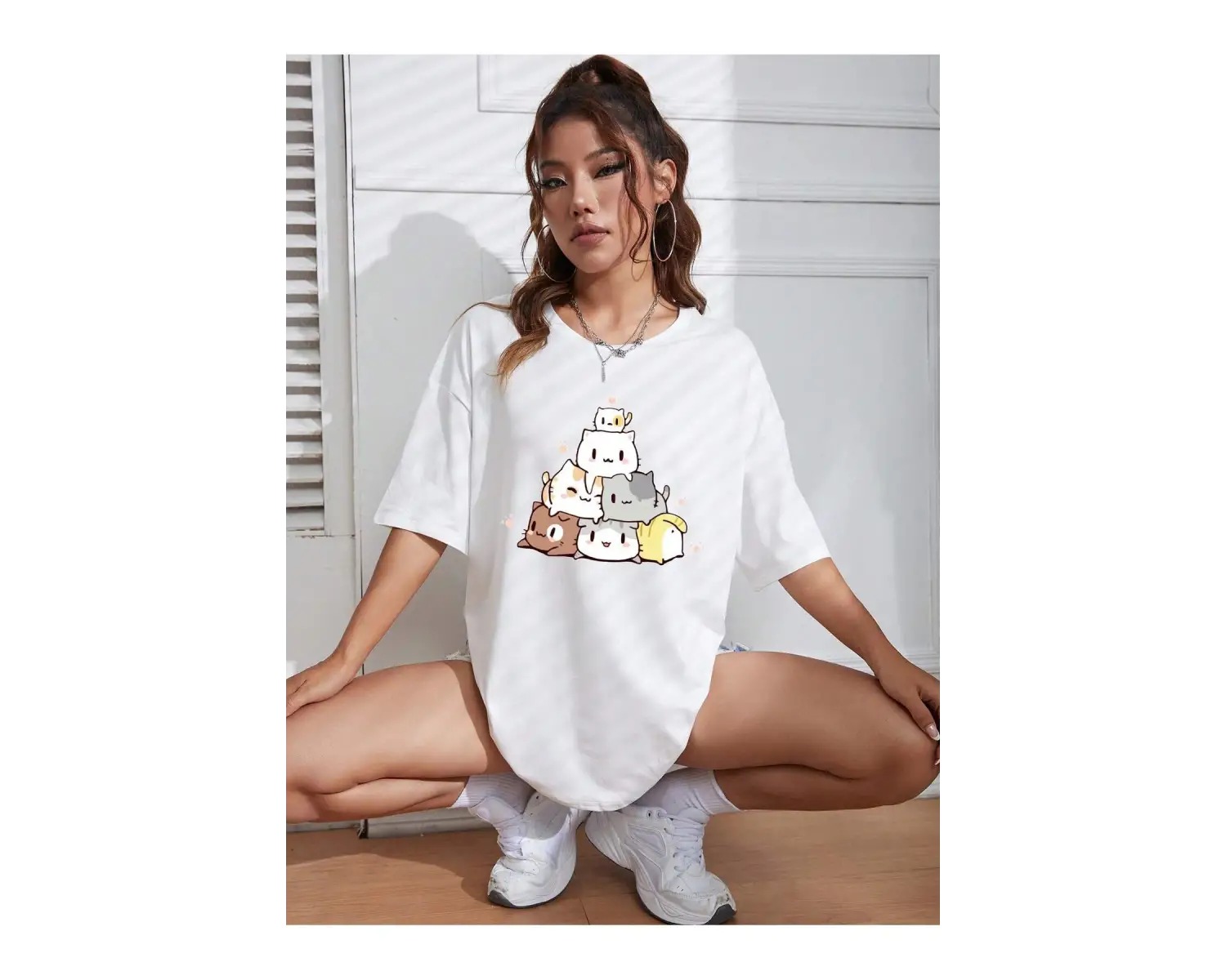 Karikatür ve Grafik tasarım Oversize T-shirt Cartoon/Letter serisi kod679